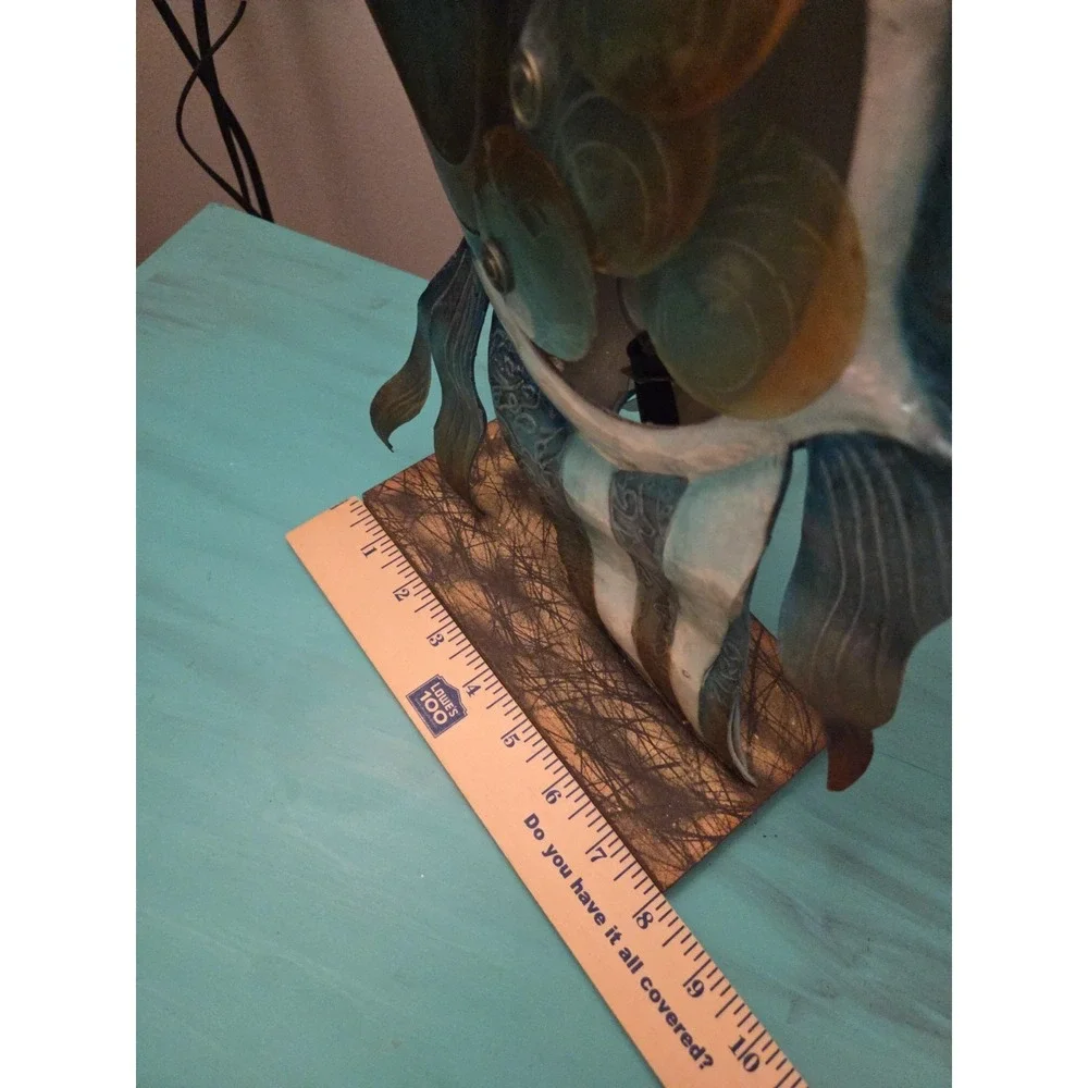 Pier 1 Imports Metal Fish Lamp Capiz Shell‎ Coastal Nautical Accent Light